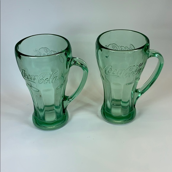 Libbey vintage Coca Cola Green Glass mugs heavy - Picture 5 of 8